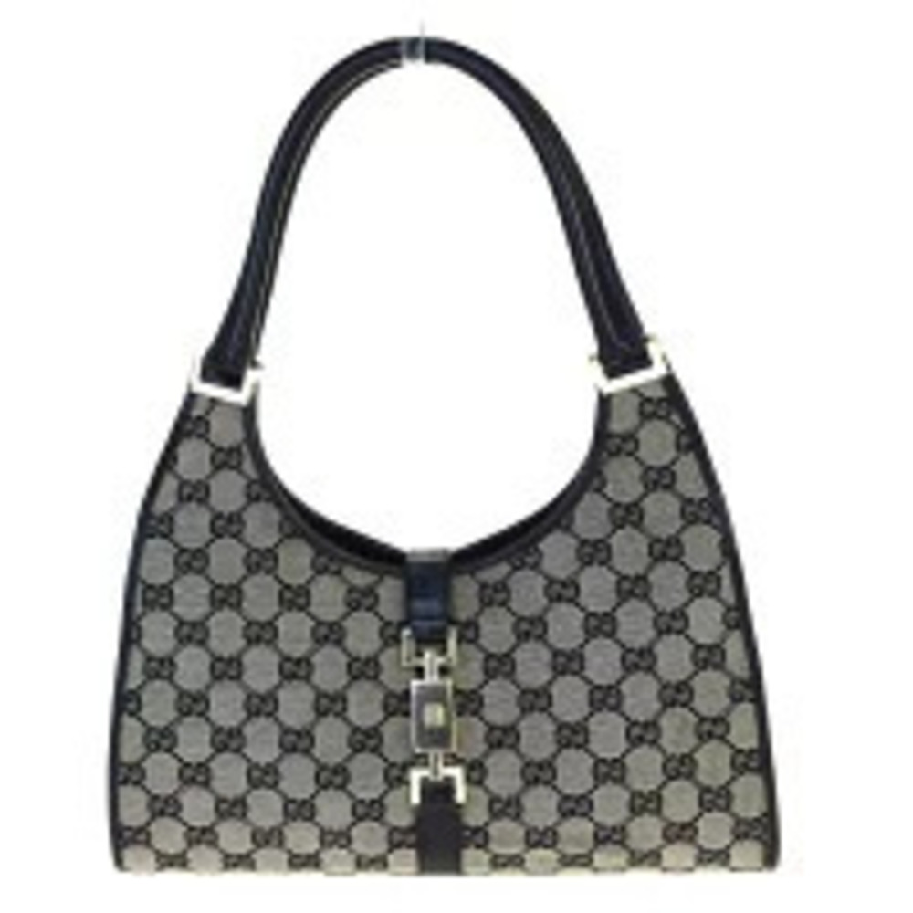 Gucci Jackie shoulder bag black GG canvas black leather